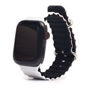 Ремешок ApWatch 42/44/45/49 мм силикон ребристый белый/чёрный