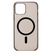 Чехол iPh 12 /iPh 12 Pro пластик с лого и SafeMag прозрачный с чёрным
