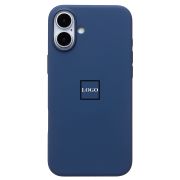 Чехол iPh 16 Plus силикон SC Premium с анимацией с лого и SafeMag синий тёмный