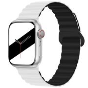 Ремешок ApWatch 42/44/45/49 мм силикон ребристый на магните белый/чёрный