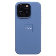 Чехол iPh 15 Pro силикон SC Premium с анимацией с лого и SafeMag синий светлый