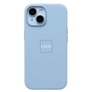 Чехол iPh 15 силикон SC Premium с анимацией с лого и SafeMag голубой