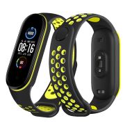 Ремешок Xiaomi Mi Band 5/Mi Band 6 силикон с перфорацией чёрный/зелёный