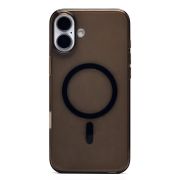 Чехол iPh 16 Plus пластик с лого и SafeMag прозрачный с чёрным