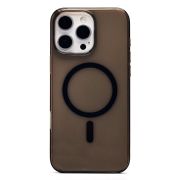 Чехол iPh 16 Pro Max пластик с лого и SafeMag прозрачный с чёрным