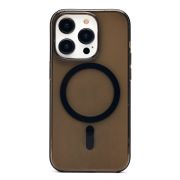 Чехол iPh 14 Pro пластик с лого и SafeMag прозрачный с чёрным