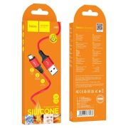 Кабель USB - MicroUSB Hoco X86, 3A, 1м, прочный, красный