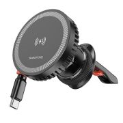 Автодержатель с зарядкой Borofone BH207 в дефлектор магнитный чёрный