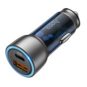 Адаптер Автомобильный - Hoco NZ8, 1USB/1USB-C/5A/QC3.0/PD25W синий