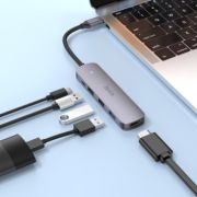 Разветвитель HUB > Type-C Hoco HB27  HDTV/USB3.0/USB2.0х2/PD серый 13см