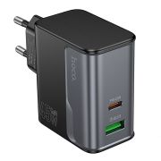 Адаптер Сетевой - Hoco CS74A, 1USB/1USB-C/QC3.0/PD45W чёрный