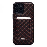 Чехол iPh 13 Pro Max комбинированный текстиль с картхолдером коричневый