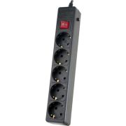 Сетевой фильтр Perfeo Power+ 5 гнёзд 5м с предохранителем чёрный (PF-PP-5/50-B)