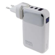 Аккумулятор внешний 10000 mAh Perfeo Plug трансформер белый