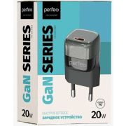 Адаптер Сетевой - Perfeo I4650, 1USB-C/PD20W GaN чёрный