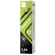 Кабель USB - MicroUSB Perfeo U4024 2.4A, 1м, силикон чёрный