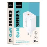 Адаптер Сетевой - Perfeo I4653, 1USB/1USB-C/PD30W GaN белый