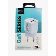 Адаптер Сетевой - Perfeo I4652, 1USB/1USB-C/PD20W GaN белый