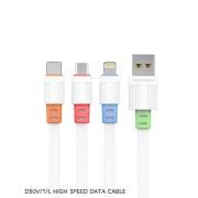 Кабель USB - MicroUSB VDenmenv D50V, 2.4A, 1м, тканевый плоский зелёный