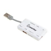 Разветвитель HUB > USB Smartbuy Combo 3 порта USB 2.0 + картридер белый