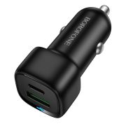 Адаптер Автомобильный - Borofone BZ34B, 1USB/1USB-C/QC3.0 чёрный