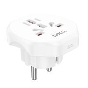 Переходник в сетевую розетку Hoco AC6 10A (EU UK AUS US 3C 3Plug 3C 2Plug) белый