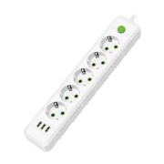 Удлинитель 4м - Amper длина 4м; 5 розеток 3USB белый