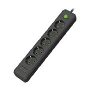 Удлинитель 4м - Amper длина 4м; 5 розеток 3USB черный