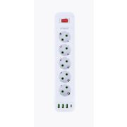 Удлинитель 4м - Amper длина 4м; 5 розеток 3USB/1USB-C белый