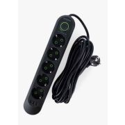 Удлинитель 4м - Amper длина 4м; 5 розеток 3USB чёрный