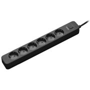 Сетевой фильтр Perfeo Power Stream 6 розеток защитные шторки 10А 2500 Вт 1.5м чёрный