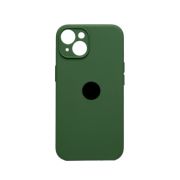 Чехол iPh 14 силикон SC зелёный хвойный с защитой камеры с лого