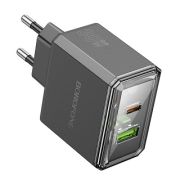 Адаптер Сетевой - Borofone BAS32A, 1USB/1USB-C/QC3.0/PD30W чёрный