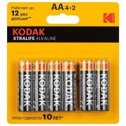 Батарейка AA, LR06 - Kodak LR06 6BL (4+2) Xtralife Alkaline 72/288