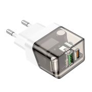 Адаптер Сетевой - Borofone BA80A, 1USB/1USB-C/QC3.0/PD20W чёрный
