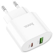 Адаптер Сетевой - Hoco C95A, 1USB/1USB-C/QC3.0/PD20W белый