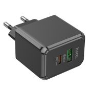Адаптер Сетевой - Hoco CS14A, 1USB/1USB-C/QC3.0/PD20W чёрный