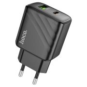 Адаптер Сетевой с кабелем Lightning/Type-C - Hoco CS23A, 1USB/1USB-C/QC3.0/PD30W чёрный
