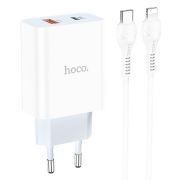 Адаптер Сетевой с кабелем Lightning/Type-C - Hoco C97A, 1USB-C/PD20W белый