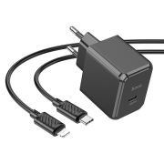 Адаптер Сетевой с кабелем Lightning/Type-C - Hoco CS15A, 1USB-C/PD30W чёрный