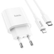 Адаптер Сетевой с кабелем Lightning/Type-C - Hoco C94A, 1USB-C/PD20W белый