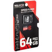 Карта памяти 64GB - Walker карта памяти microSDHC сlass 10 с адаптером 95-30 Мб/с