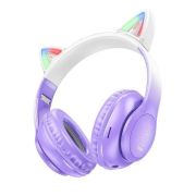 Наушники беспроводные полноразмерные Hoco W42 Cat Ear фиолетовые