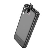 Аккумулятор внешний 10000 mAh Hoco J114 + встр. кабели чёрный