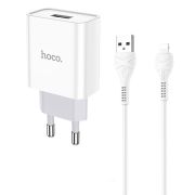 Адаптер Сетевой с кабелем Lightning/USB - Hoco C81A, 1USB/2.4A белый