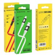 Кабель USB - Type-C Borofone BX35, 3A, 1м, плоский, белый