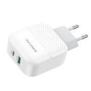 Адаптер Сетевой - Borofone BA46A, 1USB/1USB-C/QC3.0/PD18W белый