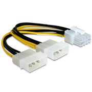 Кабель-разветвитель питания Molex - PCIe Cablexpert 2хMolex 3pin(M) / PCIe 8pin (M) 15см