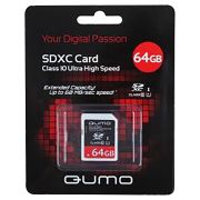 Карта памяти 64GB - Qumo карта памяти microSDHC сlass 10 с адаптером UHS-1
