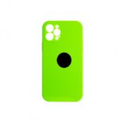 Чехол iPh 12 Pro силикон SC зелёный яркий с защитой камеры с лого